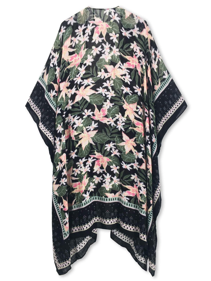 Moss Rose Women's Beach Cover up Swimsuit Kimono with Bohemian Floral Print, Loose Casual Resort Wear - Image 5